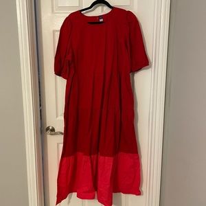 Red and Pink Maxi Dress